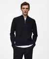 Mango Men's Slim-fit Merino Wool Quarter-zip Sweater In Dark Navy