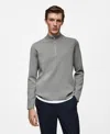 Mango Quarter Zip Sweater In Gray
