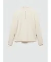 Mango Quarter Zip Sweater In Ivory White