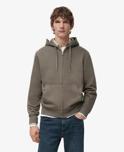Mango Men's Zipped Hoodie In Brown