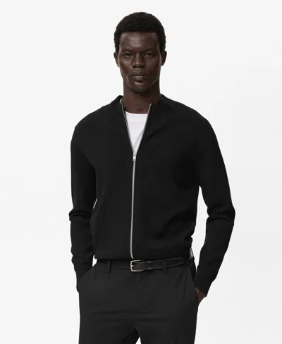 Mango Men's Zipped Knit Cardigan In Animal Print