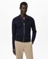 Mango Crewneck Zip Cardigan In Blue