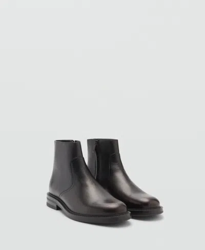 Mango Men's Zipped Leather Ankle Boots In Brown