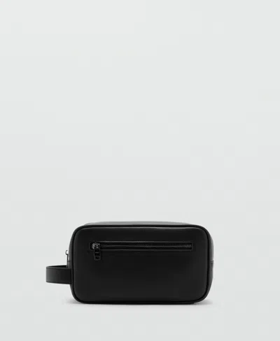 Mango Men's Zipped Leather Cosmetic Bag In Black