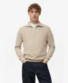 Mango Men's Zipper Collar Microstructure Sweater In Neutral