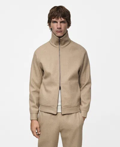 Mango Men's Zipper Detail Regular-fit Jacket In Beige