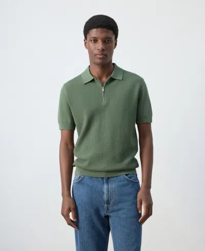 Mango Men's Zipper Knitted Polo Shirt In Multi