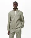 Mango Linen Blend Jacket In Green