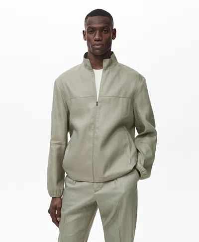 MANGO MEN'S ZIPPER LINEN JACKET