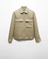 Mango Men's Zipper Linen Jacket In Khaki