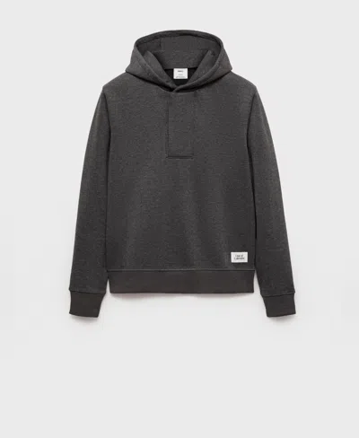 Mango Men's Zipper Neck Hooded Sweatshirt In Medium Heather Gray