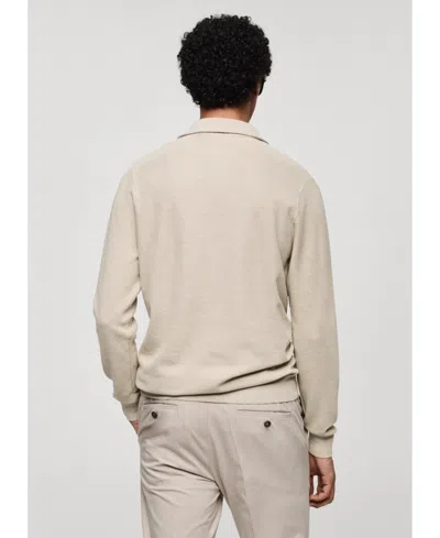 Mango Men's Zipper Neck Knitted Polo Shirt In Sand