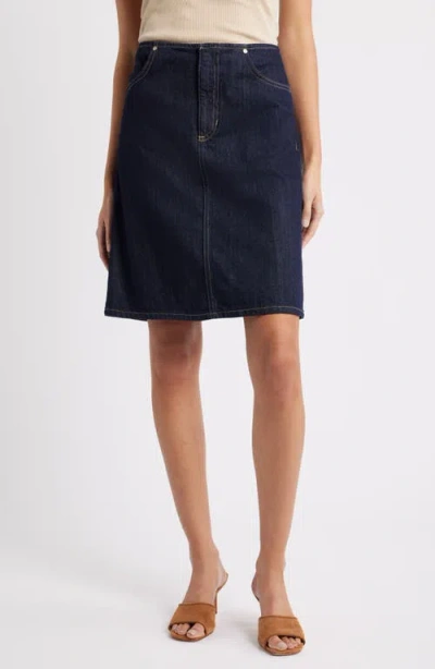 Mango Midi Denim Skirt Open Blue In Black