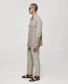 Mango Linen Overshirt With Pockets Medium Brown In Light,pastel Grey