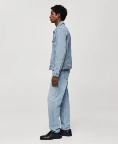 Mango Mens Pocketed Denim Jacket Straight Fit Jeans Set In Light Blue