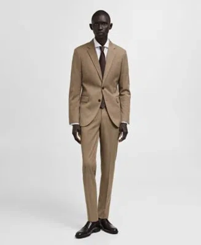 Mango Mens Prince Of Wales Slim Fit Suit In Medium Brown