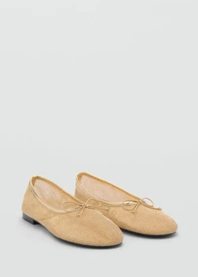 MANGO BALLERINES EN MAILLE FILET NAUD OR - FEMME - 37 - MANGO