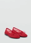 Mango Mesh Ballerina Flat In Red
