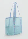 Mango Mesh Pattern Shopper Bag Aqua Green In Aqua Green