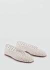 Mango Mesh Shoe With Rhinestone Detail White In White