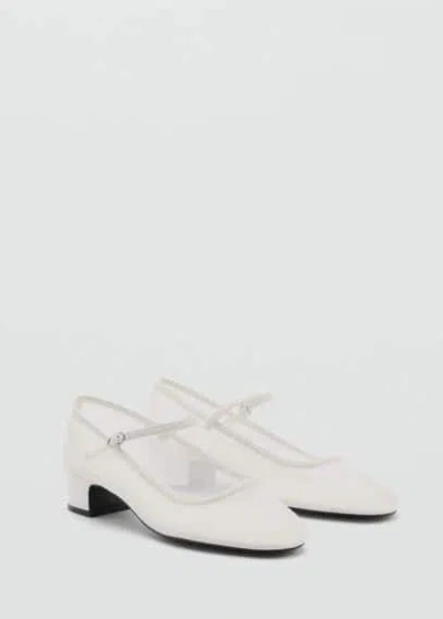 Mango Mesh Shoes With Buckle Strap White In Blanc