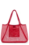 Mango Large Mesh Tote Bag In Red