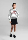 MANGO MESSAGE STRIPED SWEATSHIRT OFF WHITE