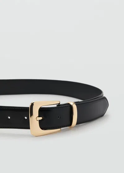 Mango Ceinture Boucle Métallique Noir - Femme - Xl -  In Black