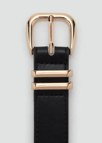 Mango Ceinture Boucle Métallique Noir - Femme - Xl -  In Black