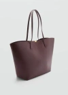 MANGO METAL DETAIL SHOPPER BAG BROWN