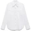 Mango Metal Detail Snap-up Western Shirt In Off White
