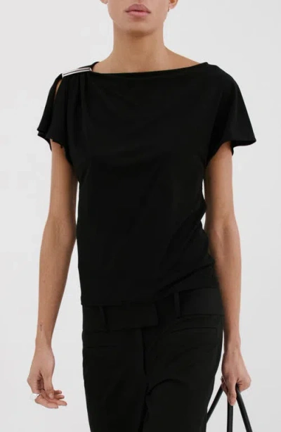 Mango Metal Detail T-shirt In Black