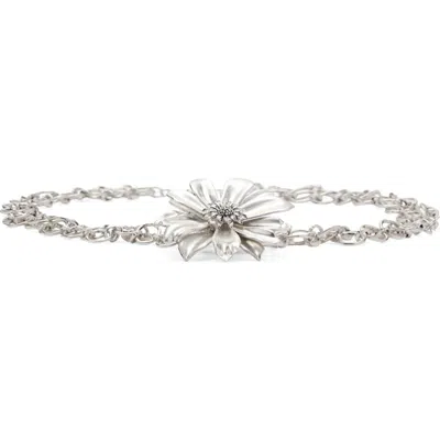 Mango Metal Flower Chain Belt In Silver