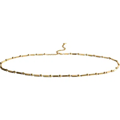 Mango Metal Skinny Belt In Gold