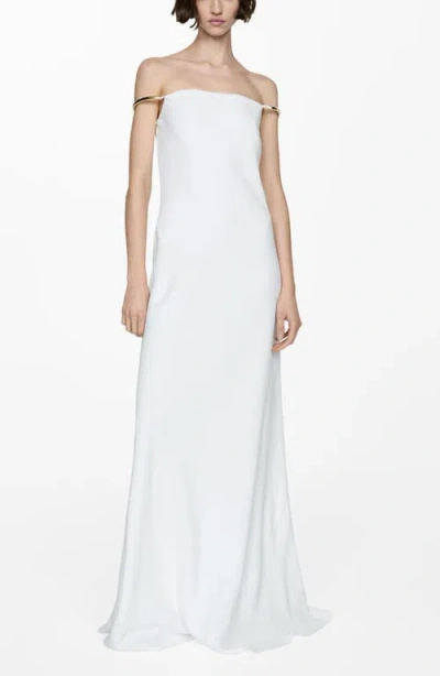 Mango Metal Strap Column Gown In White