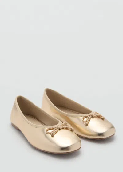 Mango Kids' Metallic Ballerina Bow Gold