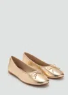 Mango Metallic Ballet Flats With Bow Gold In Gold