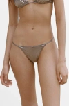 Mango Metallic Bikini Bottoms In Silver