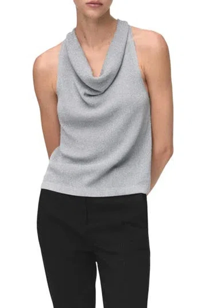 Mango Metallic Cowl Neck Sweater Vest In Gray