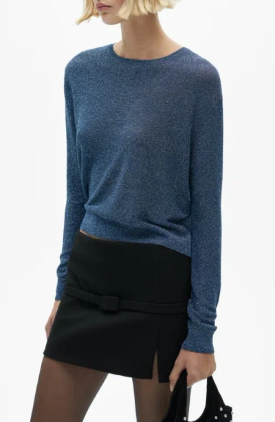 Mango Crewneck Lurex Sweater Dark Navy