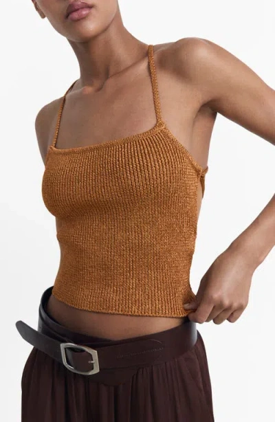 MANGO MANGO METALLIC CROSSBACK KNIT TANK