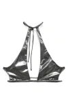 Mango Metallic Cutout Bikini Top In Silver