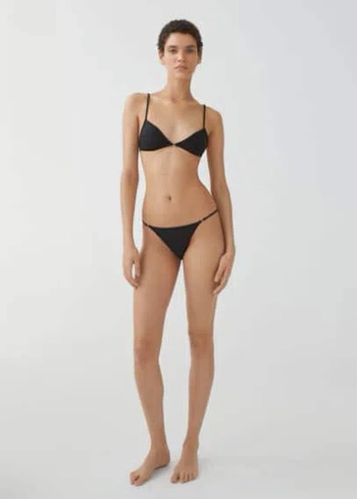 Mango Metallic-detail Bikini Top Black In Noir