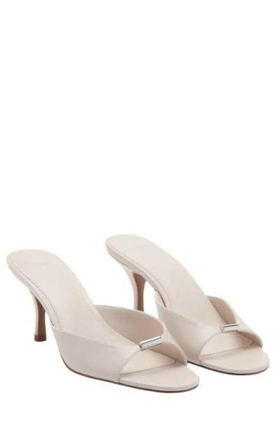 Mango Metallic Detail Faux Leather Slide Sandal In Ecru