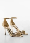 MANGO METALLIC-EFFECT HEELED SANDALS GOLD