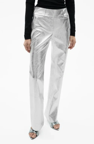 MANGO MANGO METALLIC FAUX LEATHER PANTS