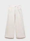 Mango Jean Wideleg Finition Métallisée Argent - Femme - 40 -