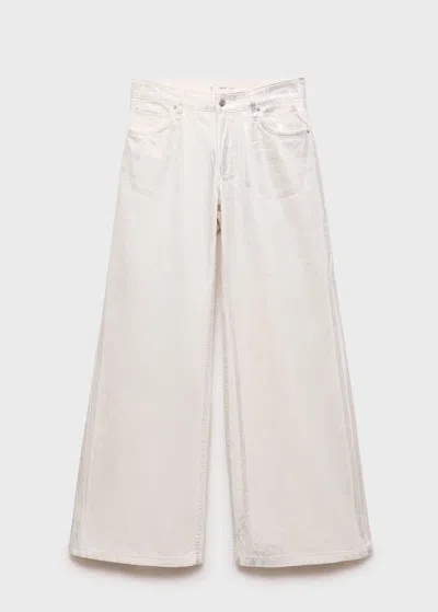Mango Jean Wideleg Finition Métallisée Argent - Femme - 40 -