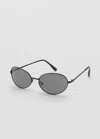 Mango Metallic Frame Sunglasses In Black
