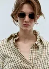 Mango Metallic Frame Sunglasses In Black